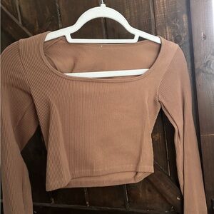 Ribbed Tan Long Sleeve Top